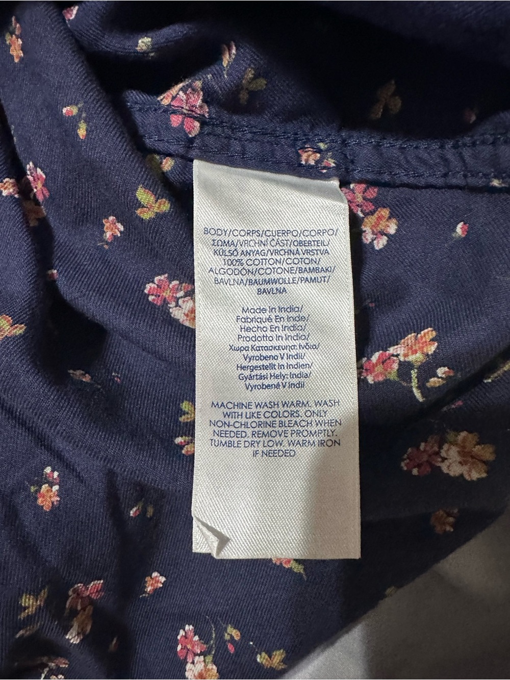 Chaps Ralph Lauren Vtg Women’s XL Navy Ditsy Floral Cotton Shirt Academia - Picture 5 of 8